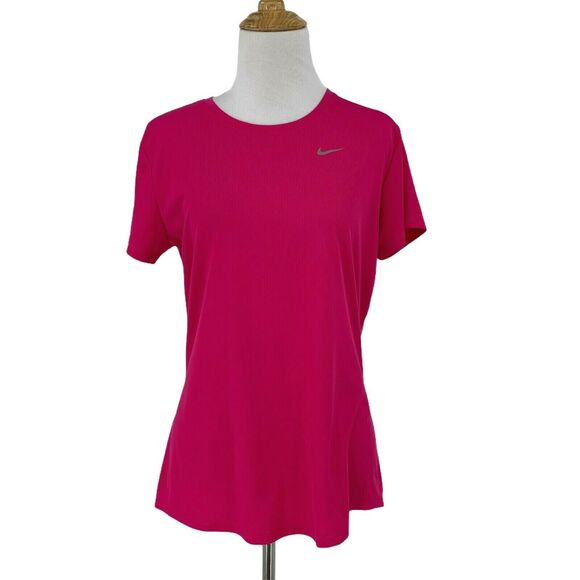 Nike Running T-Shirt Womens Size M Hot Pink Challenger Short Sleeve Athletic Tee - Picture 1 of 10